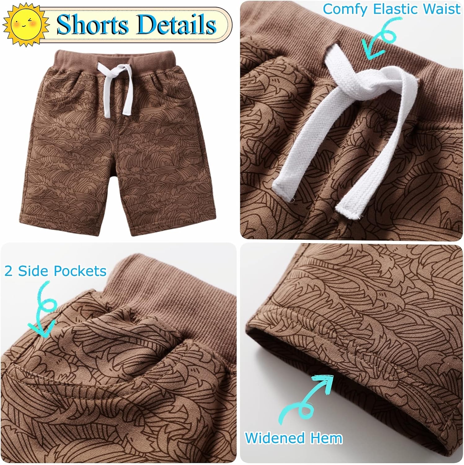 Gorboig Toddler Boys Dinosaur-Sprint Summer Outfits 2-7T