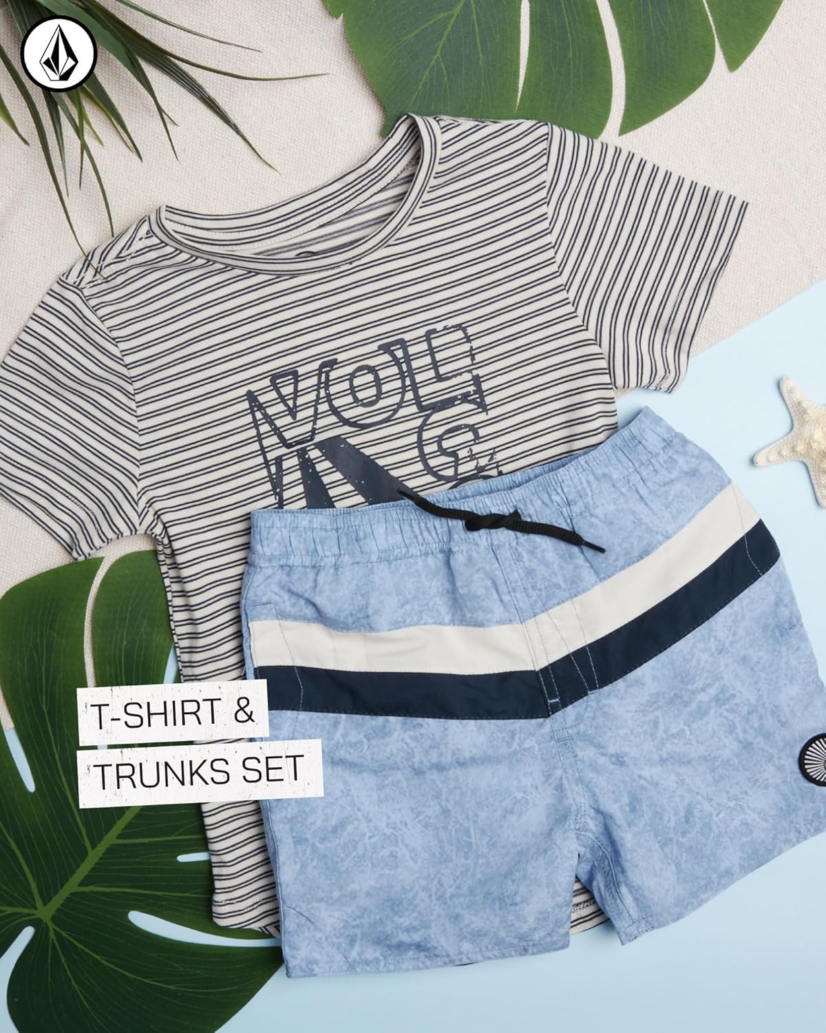 Volcom Boys Swimwear Set - Rash Guard and Board Shorts 2T-7