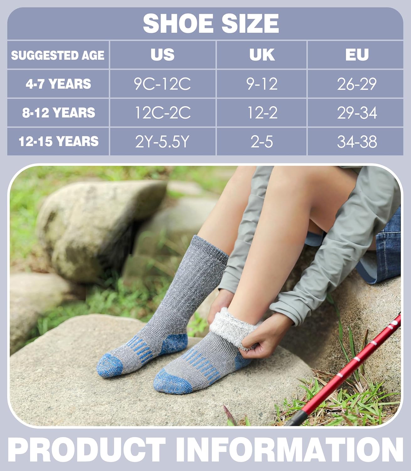 DOSKONI Kids Thermal Wool Socks