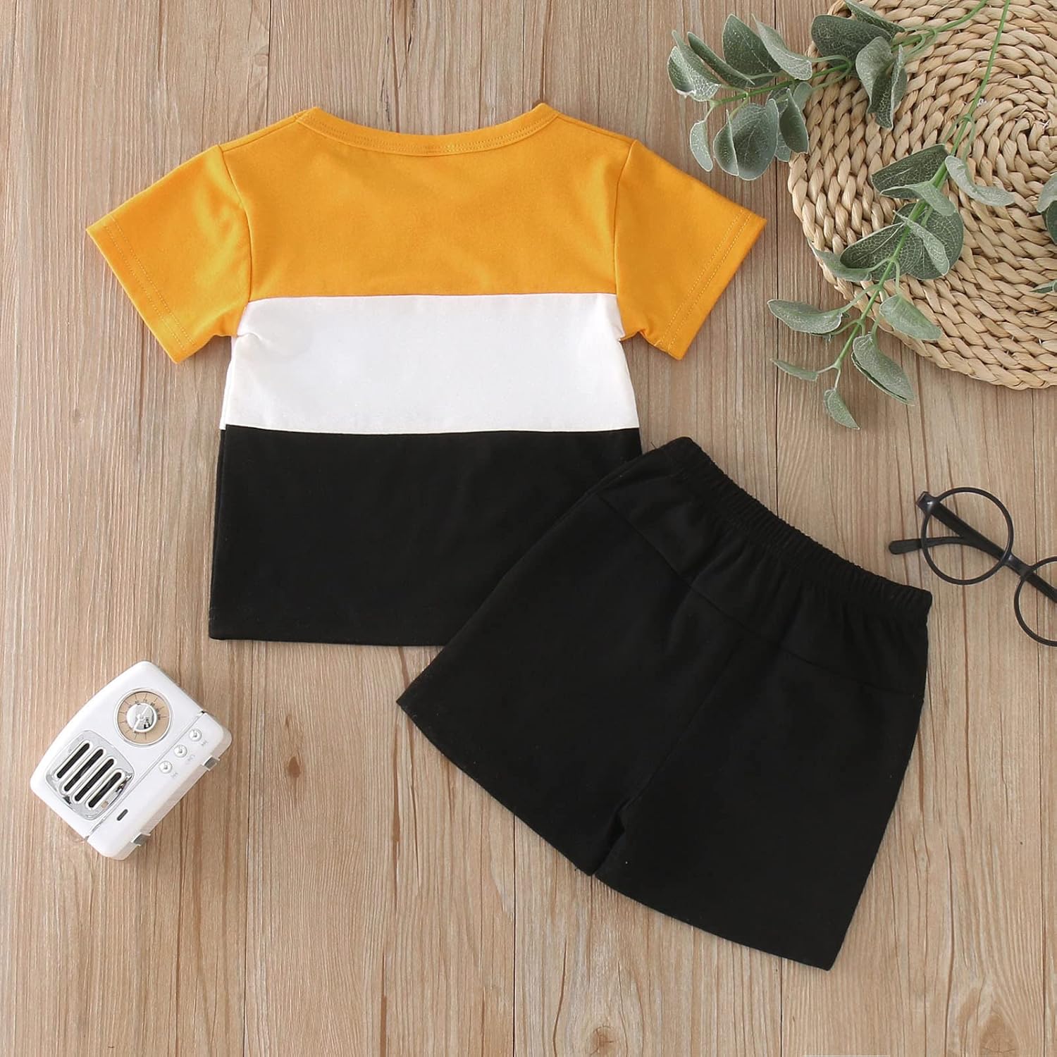 Patchwork Pocket Tops Shorts for Boys