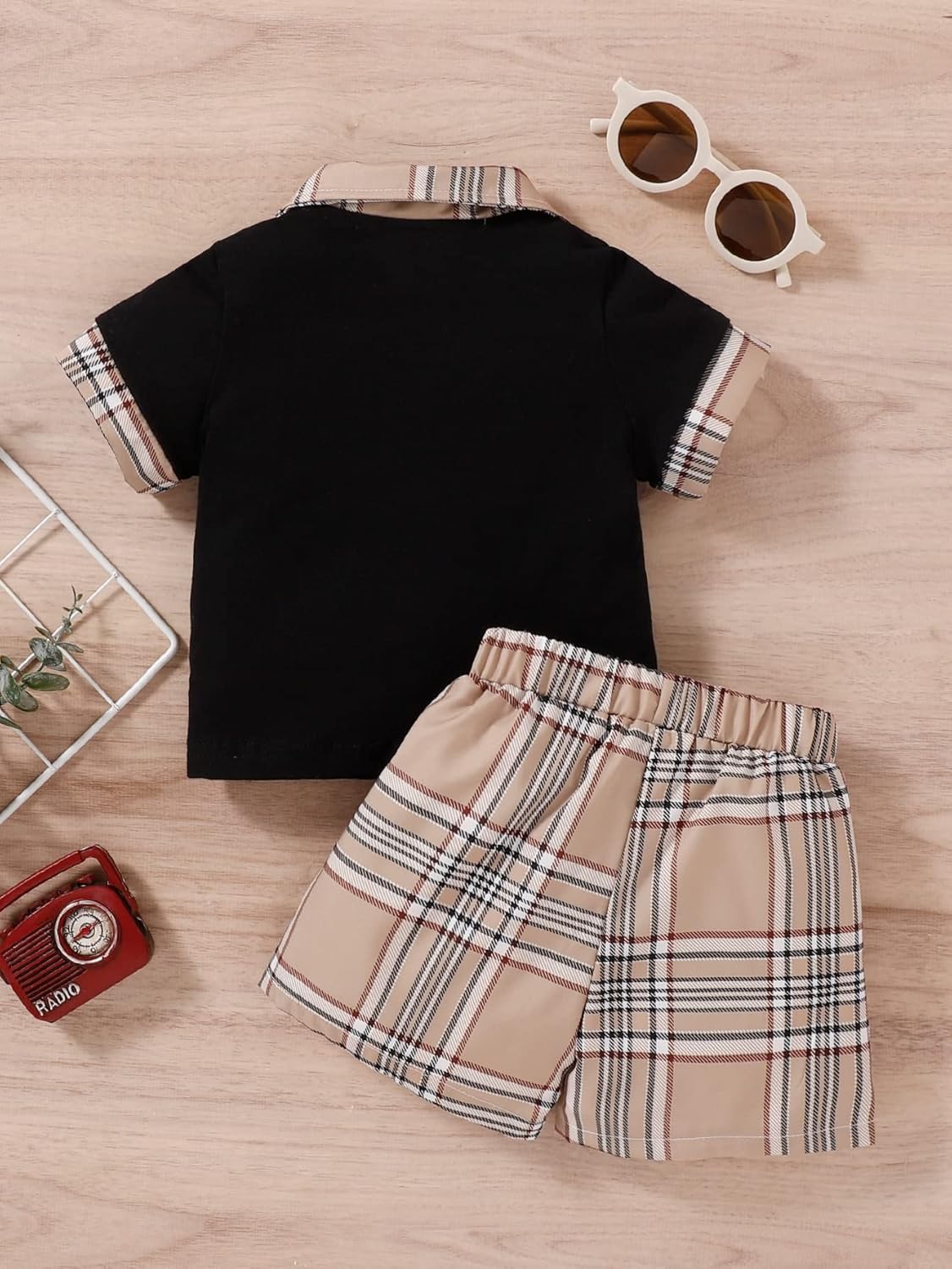 WDIRARA Toddler Boy Plaid 2 Piece Outfit