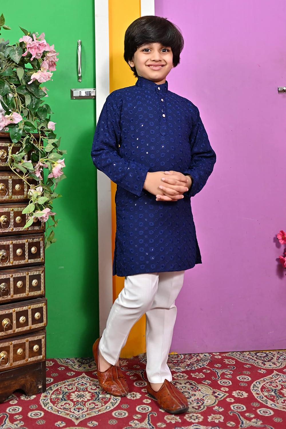 AHHAAAA Boys Sequin Kurta Set