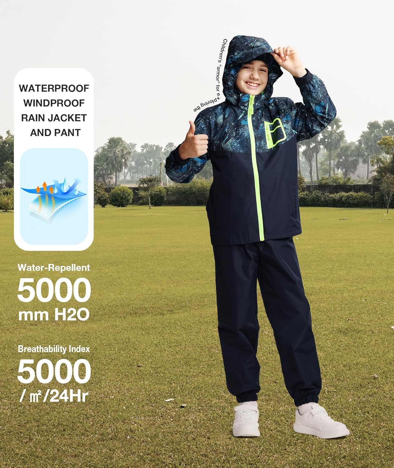 SWISSWELL Kids Rain Jacket Waterproof for School