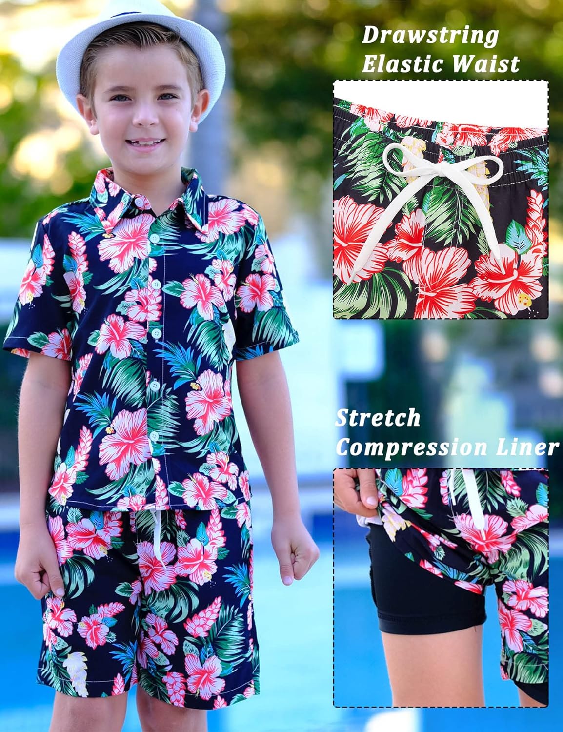 UNICOMIDEA Boys Hawaiian Outfit 2 Piece Set 1