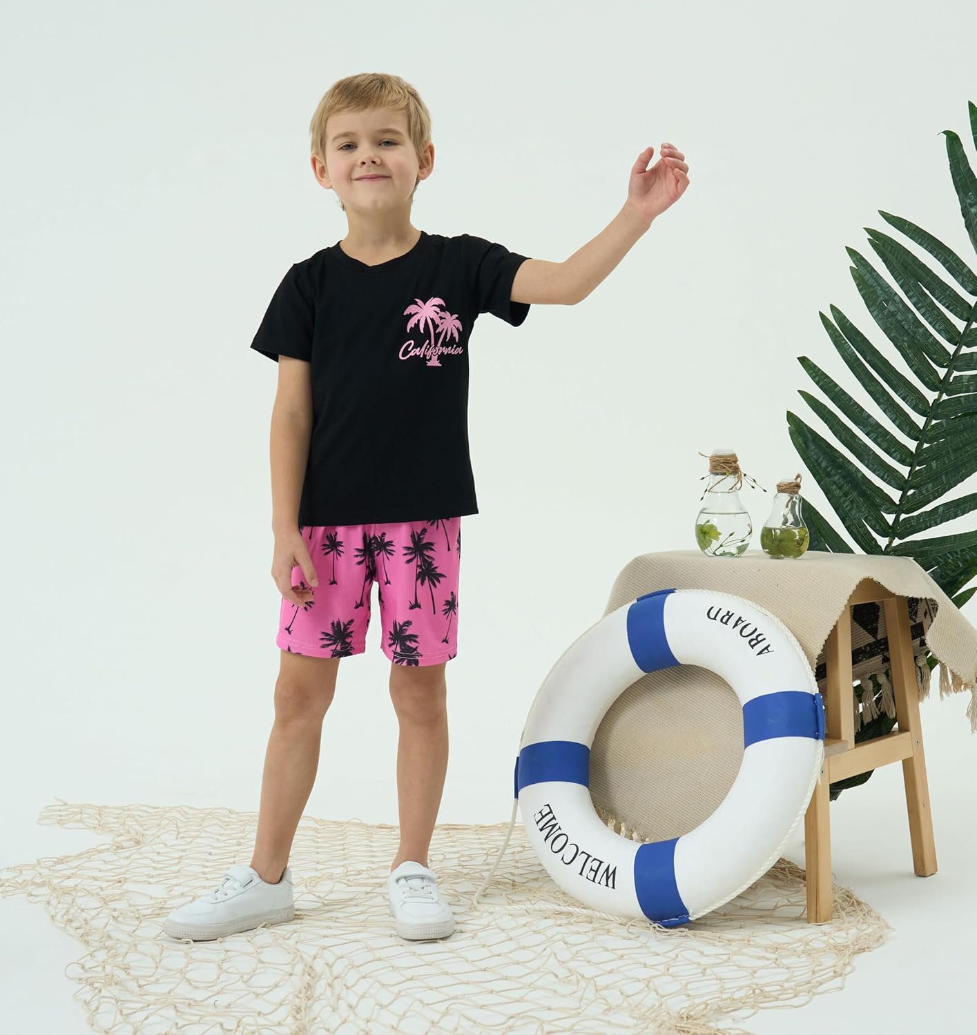 Bamboo Coconut Tree Print Summer Toddler Boys Comfort Style