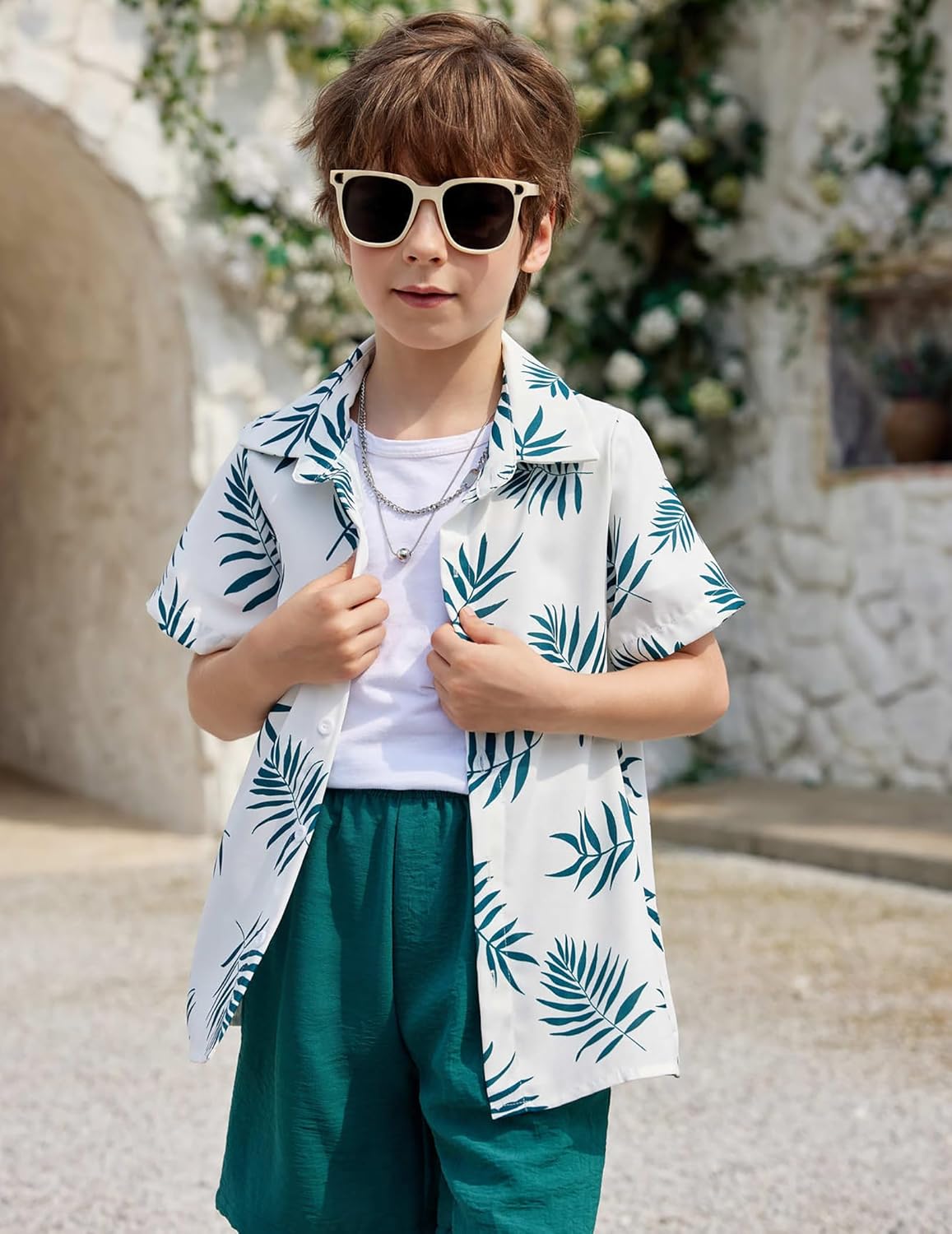 Arshiner Boys 2-Piece Outfit Set Hawaiian Shorts T-Shirt for