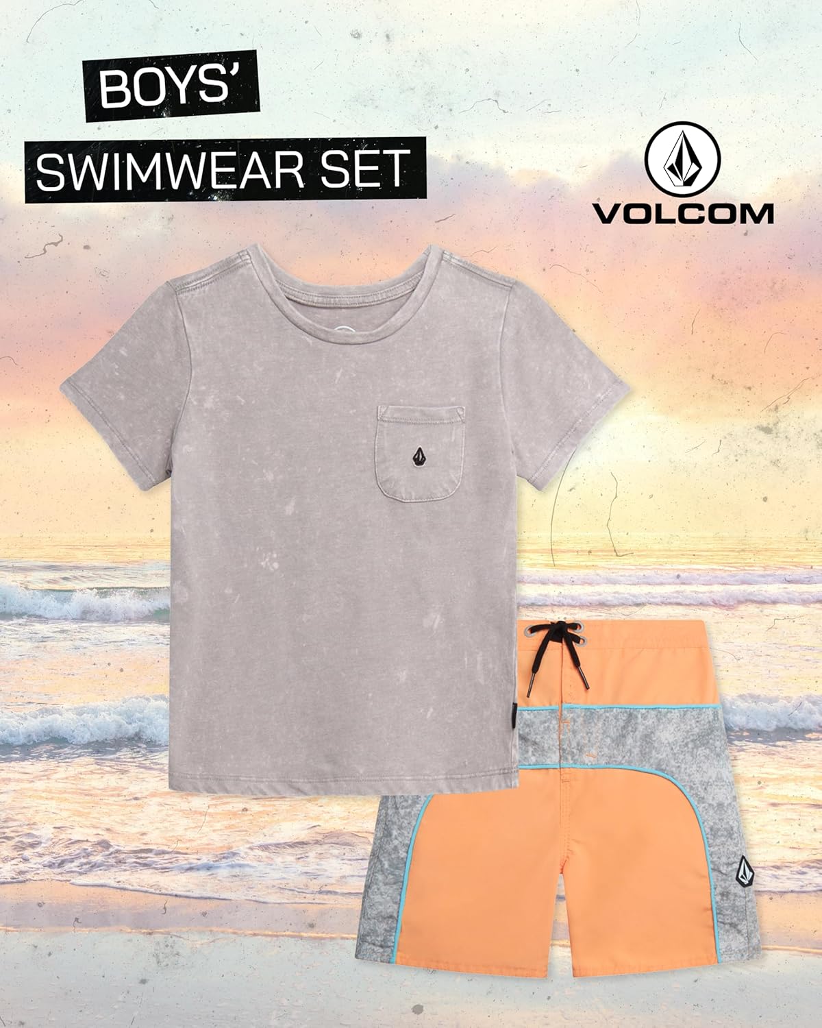 Volcom Boys RashGuard Set - Light Durable for Essential Swimwear