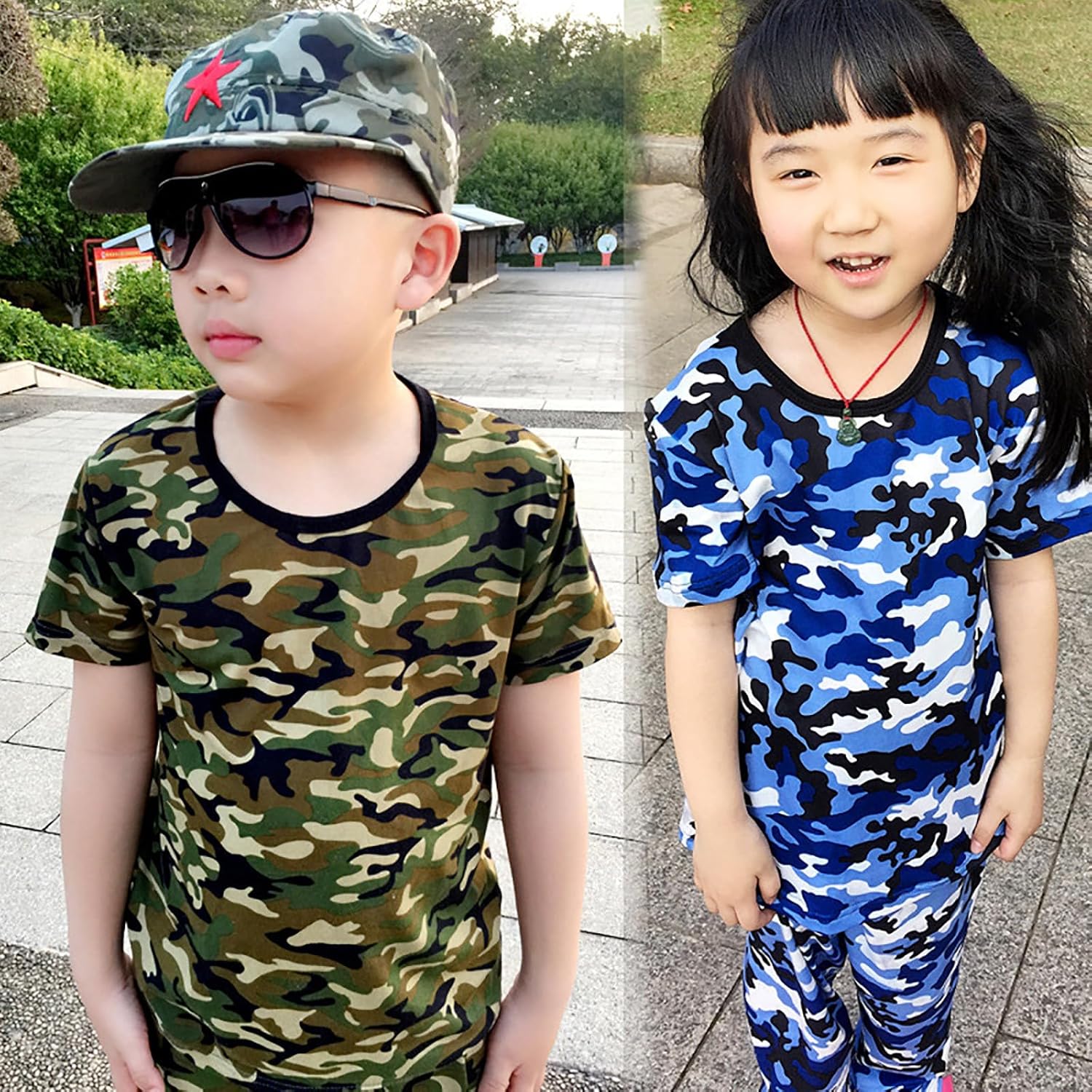 Kids Camo T-Shirt and Shorts Set for Summer