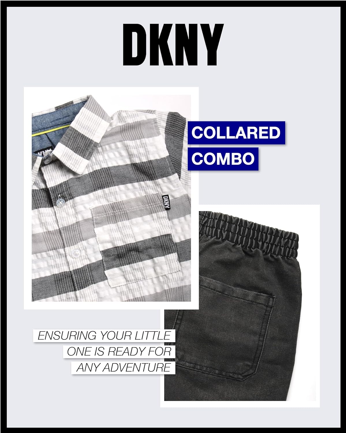 DKNY Boys 2-Piece Set with Shirt and Shorts