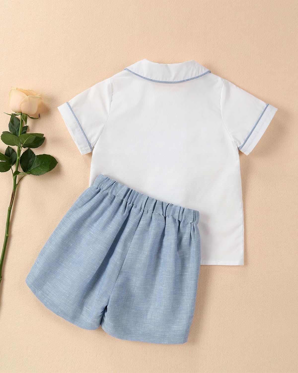 Twoflower Smocked-Cotton Toddler Boy Outfit Set Summer