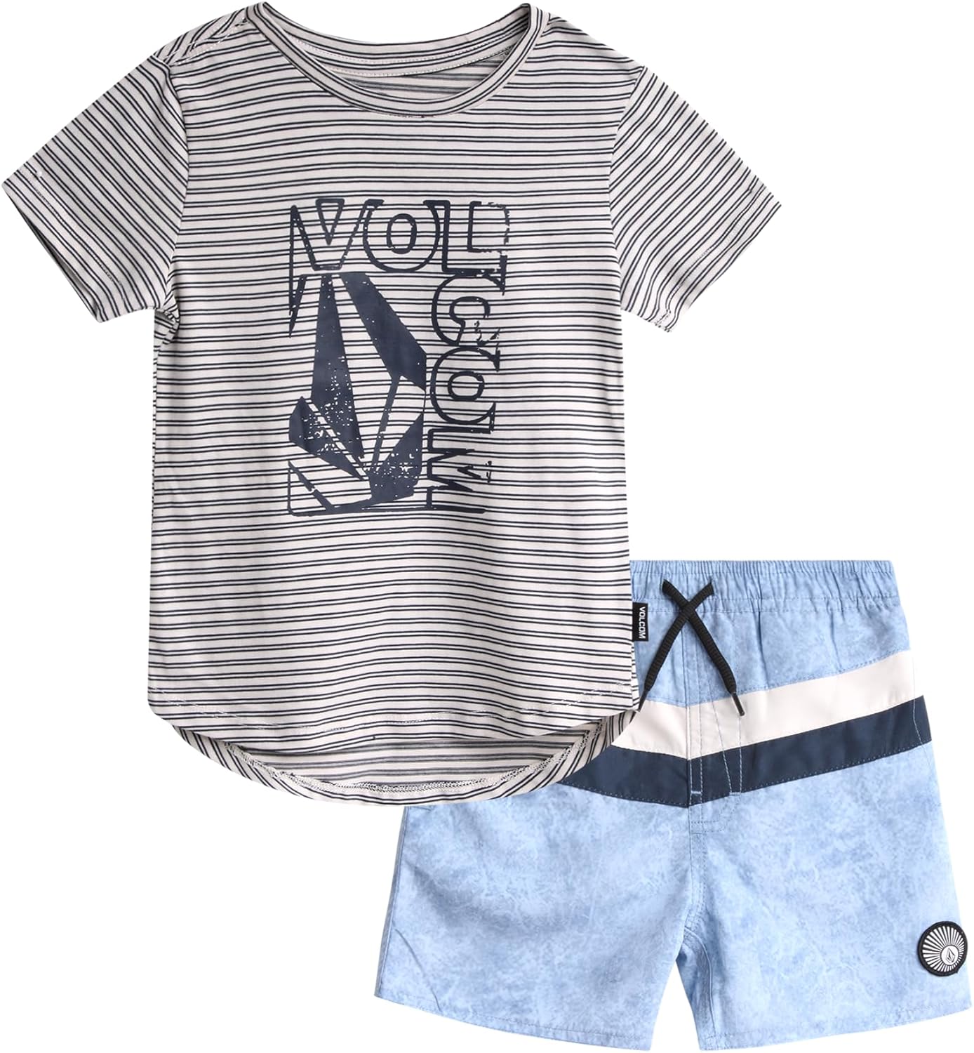 Volcom Boys Swimwear Set - Rash Guard and Board Shorts 2T-7