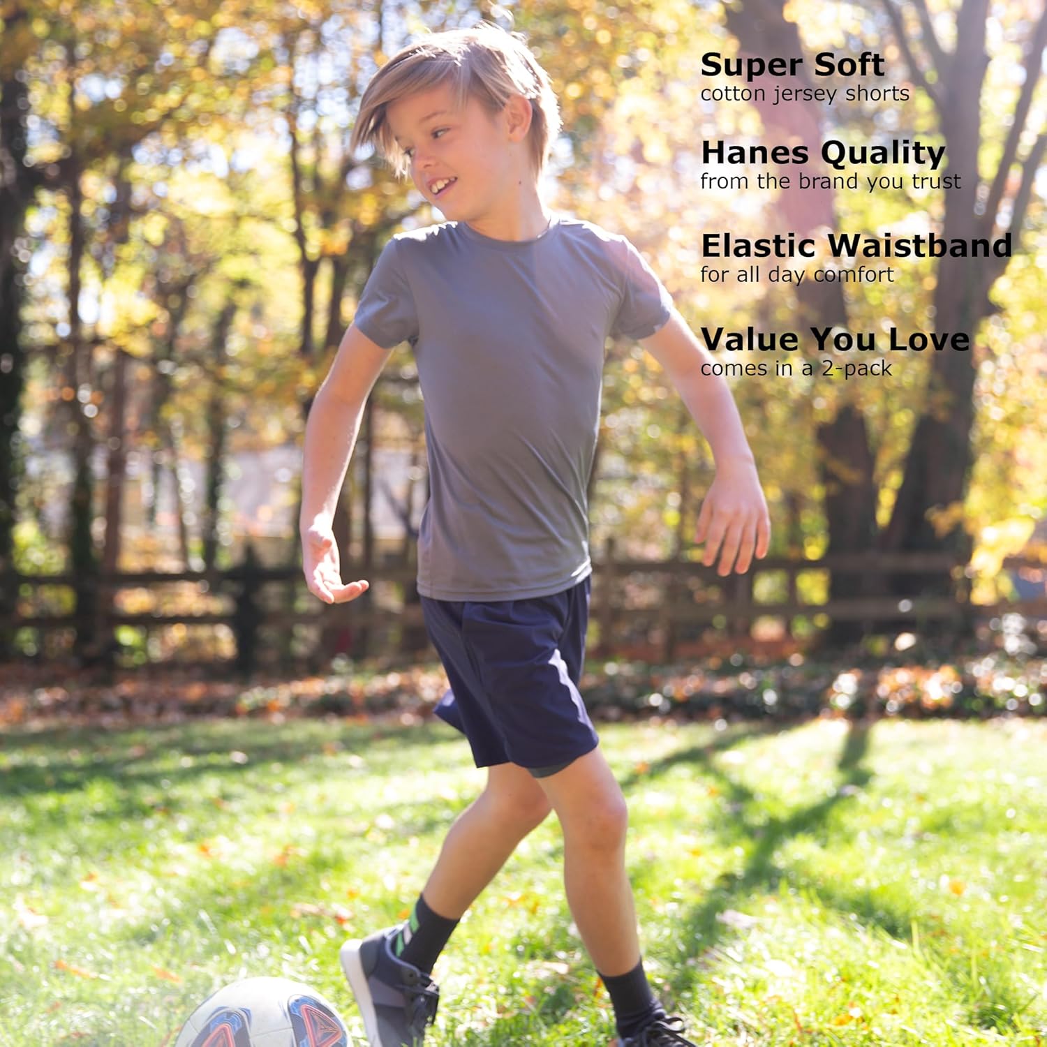 Compact Hanes Boys Jersey Shorts for 2