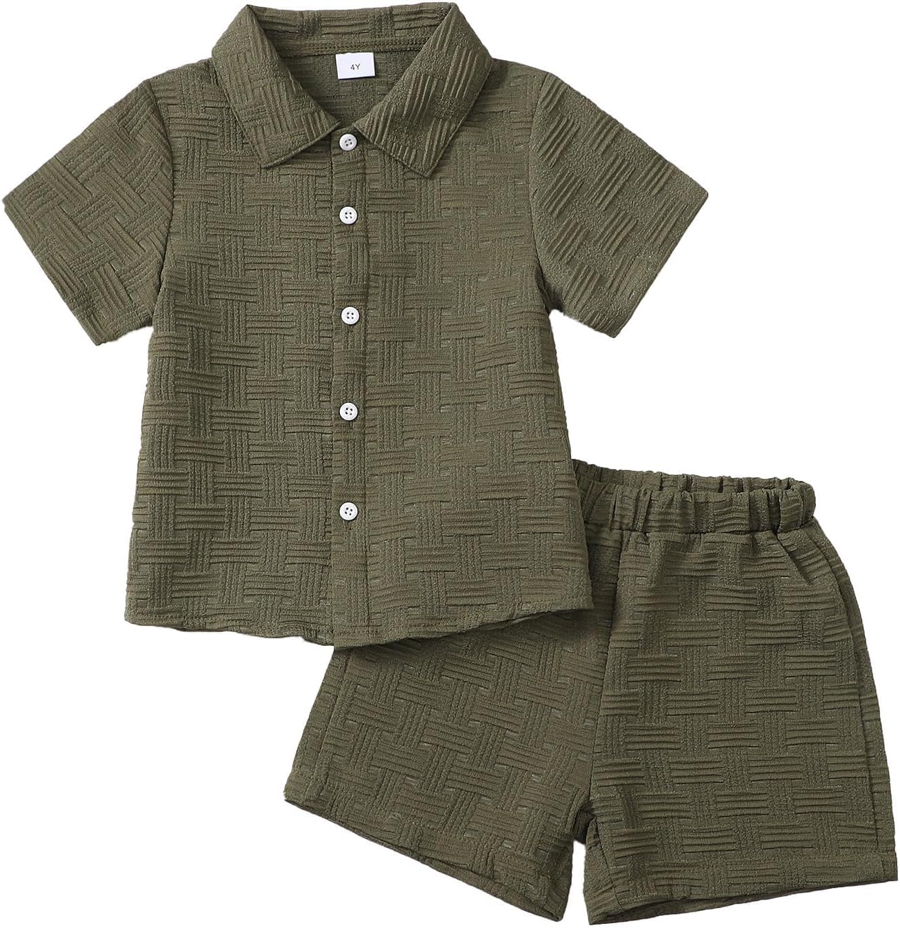 Toddler Boy Summer Outfits Button Down Shirt and Shorts Set 2PCS