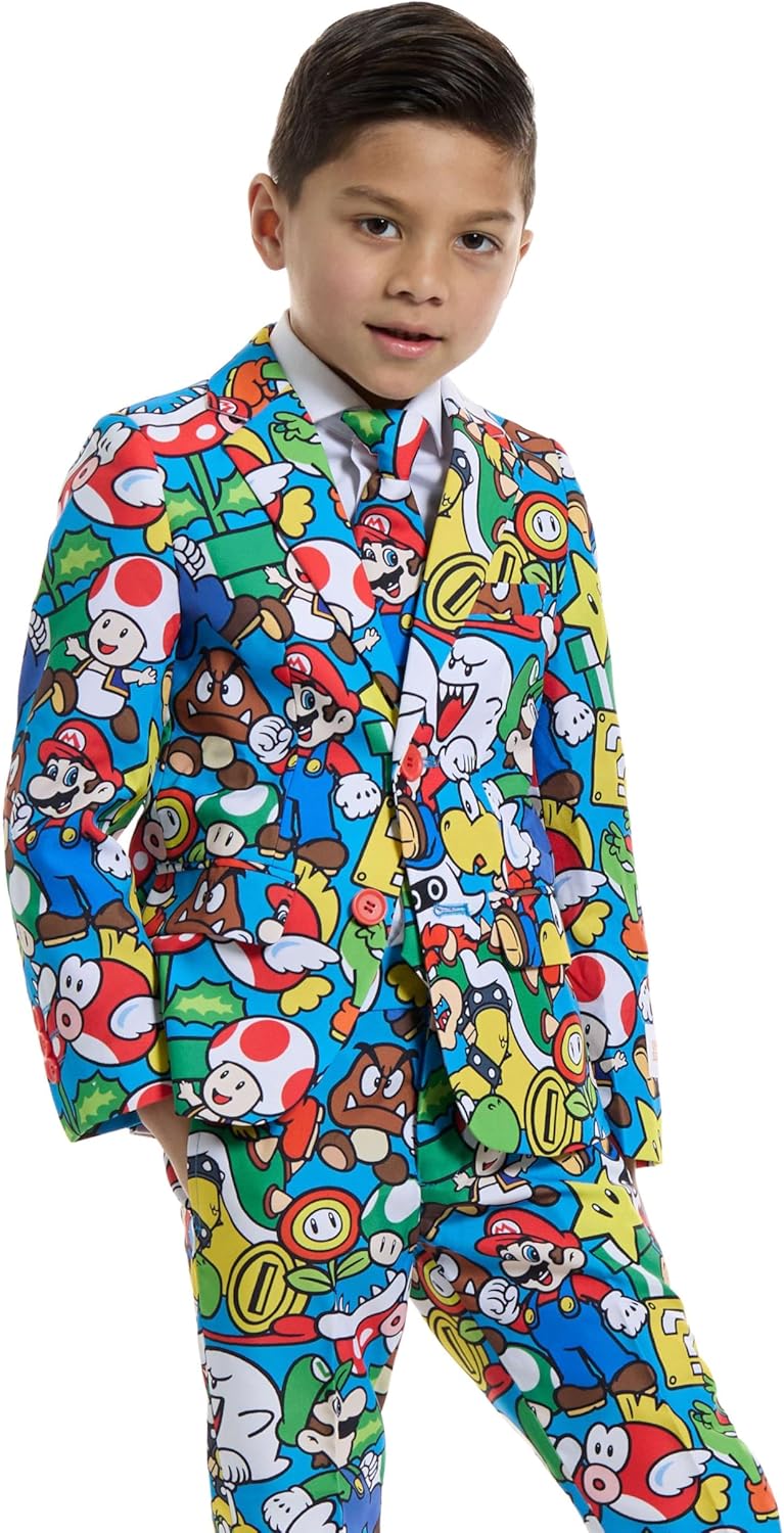 OPPOSUITS Boys Super Mario Outfit Nintendo Party Suit