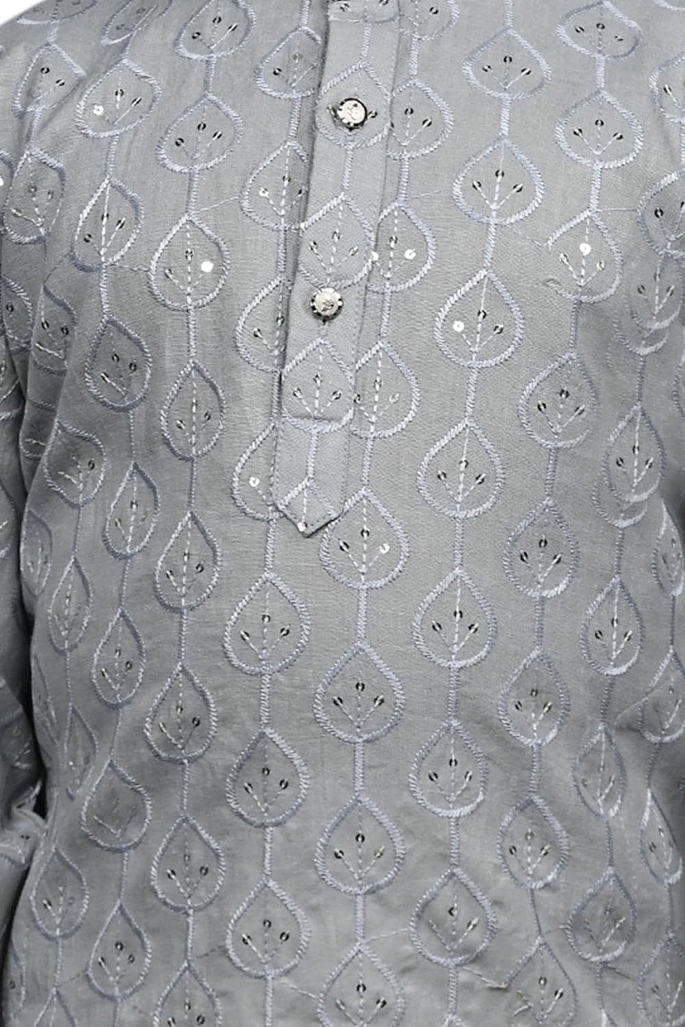 AHHAAAA Kids Ethnic Sequential Print Embroidery Kurta Pajama Set for Boys