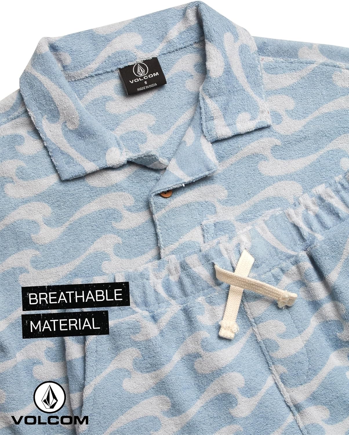 Volcom Toddler Boys Terry Short Set - 2-Piece Button Down Shorts