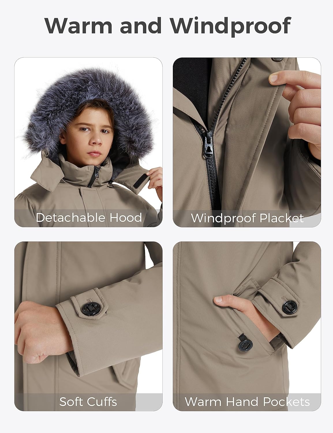 Wantdo Boys Winter Coated Fleece Jacket