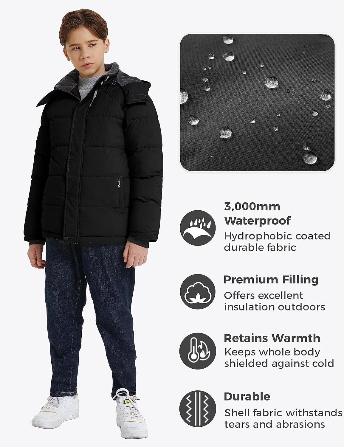 Warm Waterproof Puffer Jacket for Boys