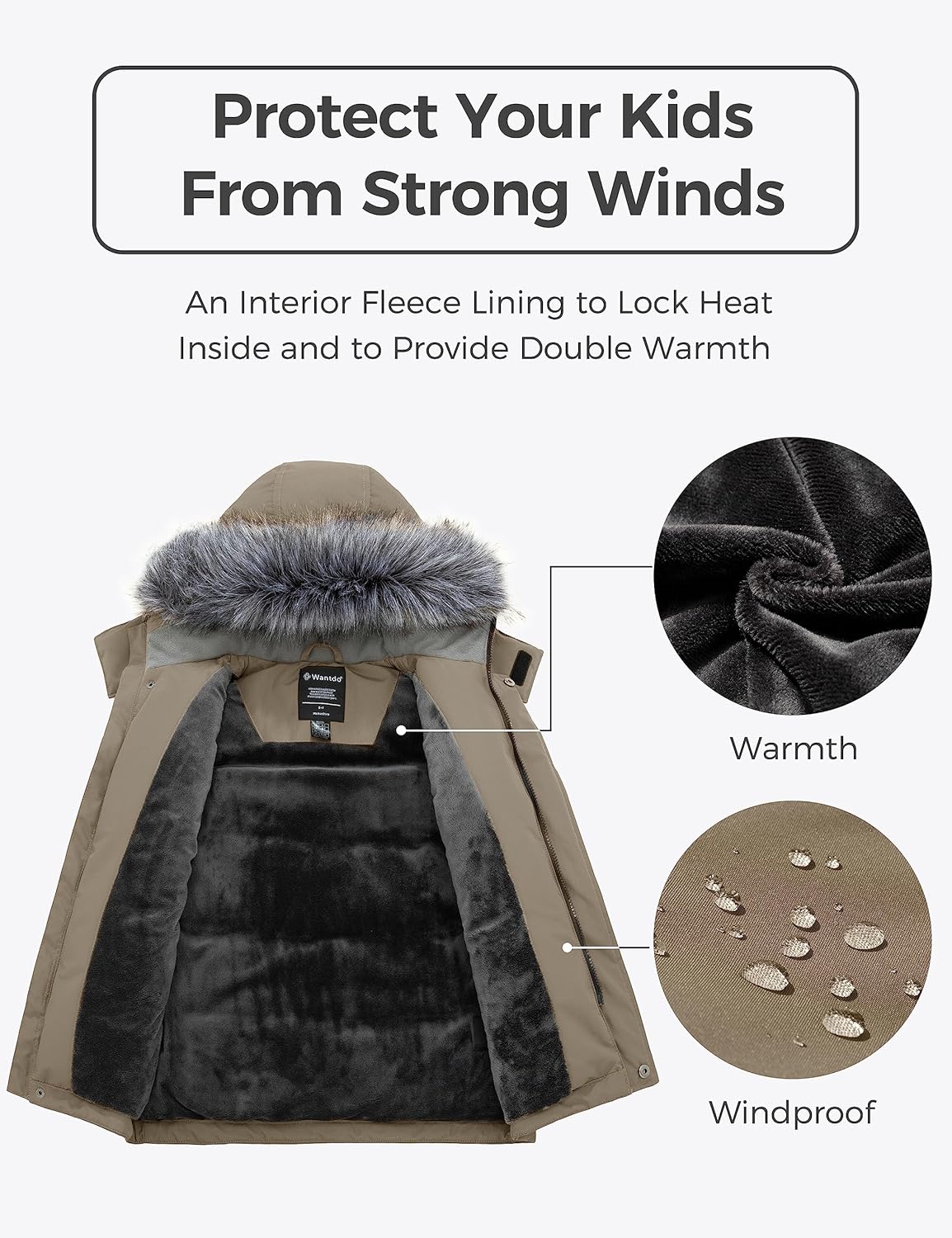 Wantdo Boys Winter Coated Fleece Jacket