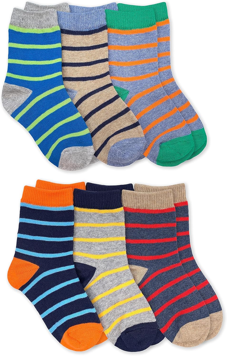 Jefferies Socks Boys Stripe Pattern Crew Socks 6 Pack