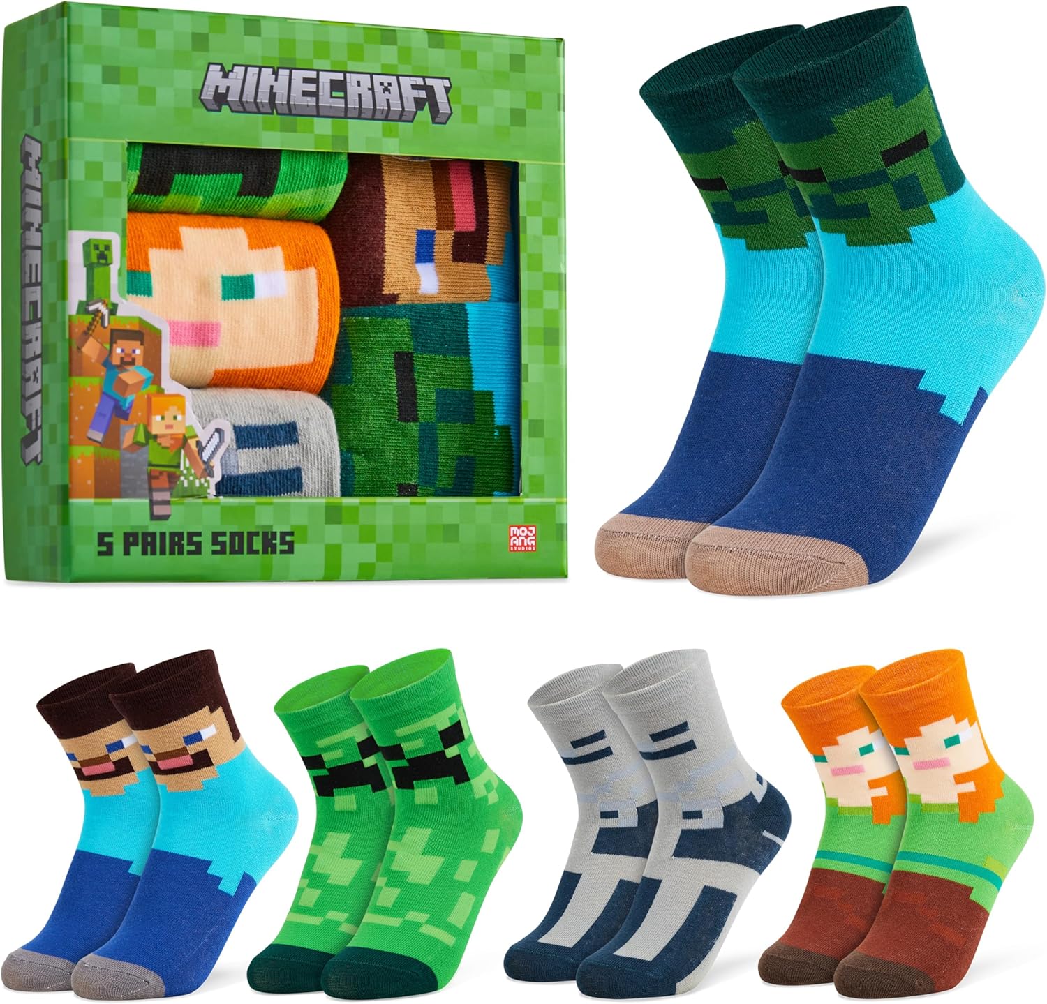 Minecraft Boys Calf Socks Boys Minecraft Design