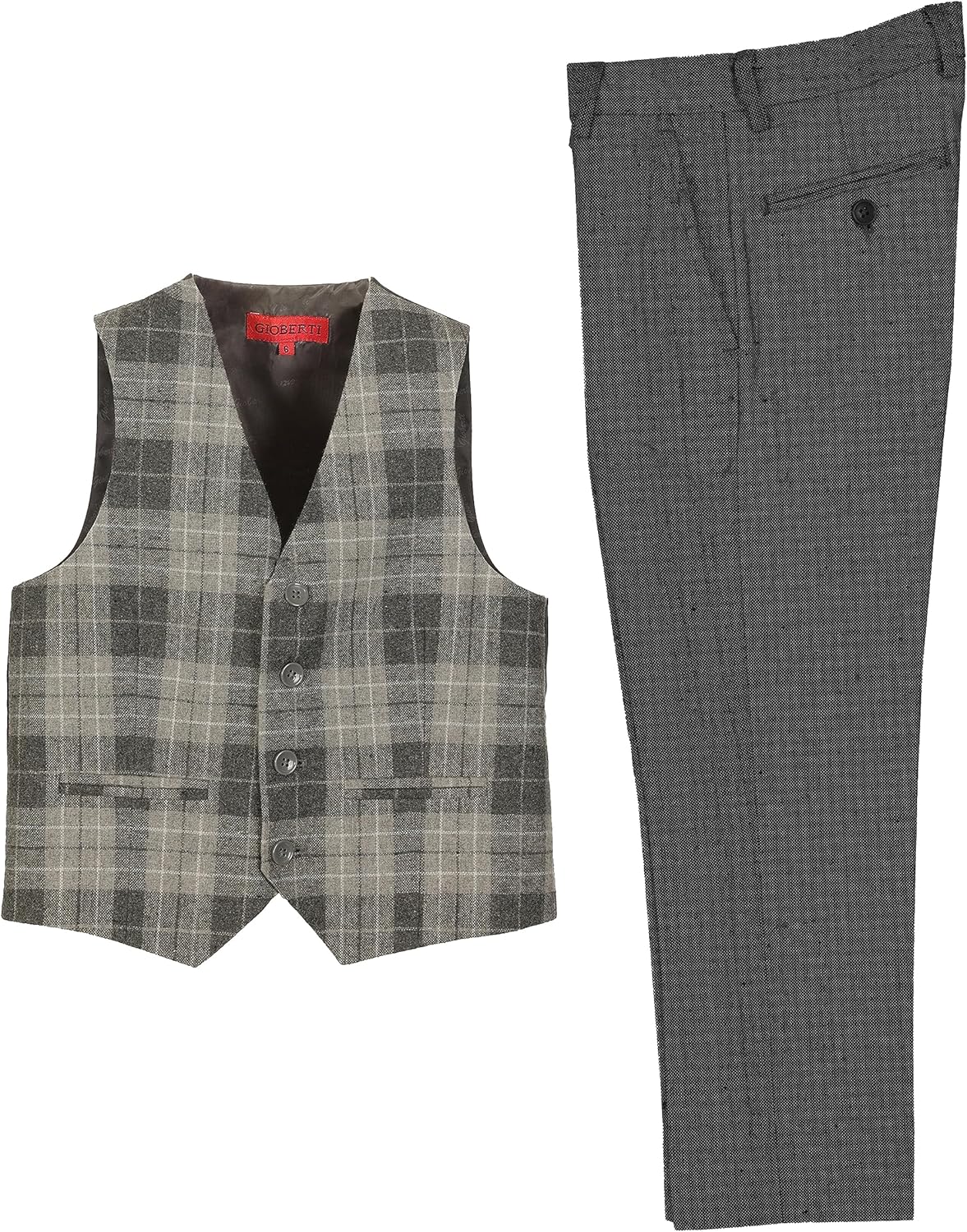 Kids Tweed Plaid Vest Pants Set